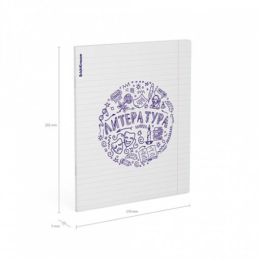 Цена за 5 шт. Тетрадь общая ученическая с пластиковой обложкой на скобе ErichKrause Chaos, Литература, 48 листов, линейка  фото 4