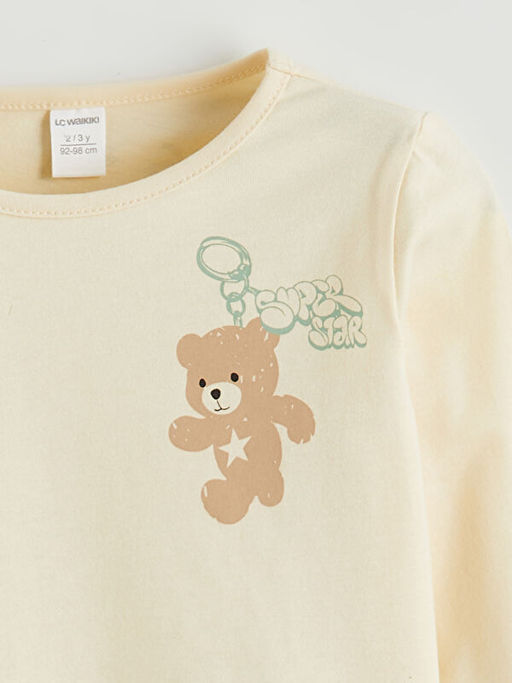 Ay?c?k Bask?l? K?z ?ocuk Uzun Kollu Ti??rt