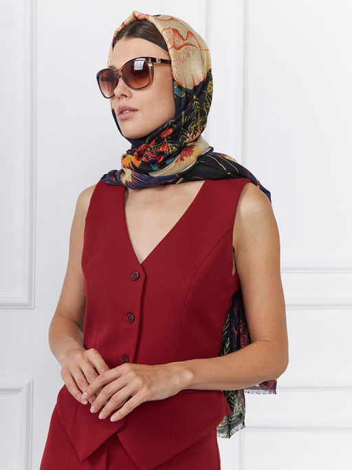 Большой, мягкий, тонкий и очень нежный двусторонний палантин с рисунком. - Tantino фото 11