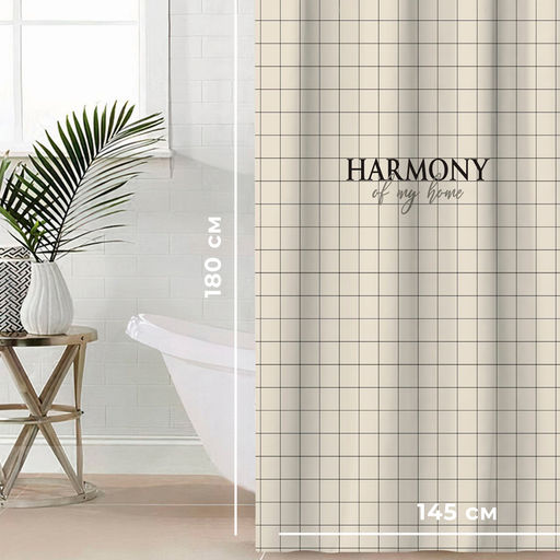 Штора для ванной «Этель» Harmony, 145×180 см, бежевая