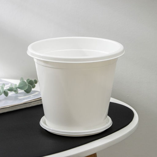 Цена за 2 шт. Горшок для цветов с поддоном «Альтернатива. Эконом», 2 л, пластиковый, белый