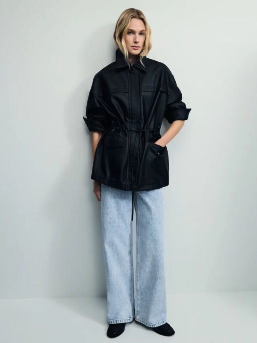 Парка на кулиске из искусственной кожи / Zarina  фото 3