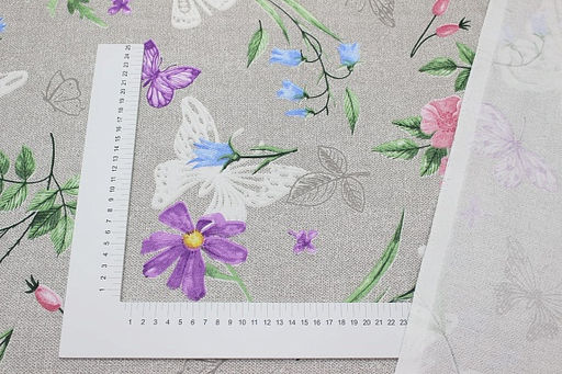 Рогожка Бабочки в цветах, ш.1.5м, хлопок-100%, 170гр/м.кв - Купава фото 2