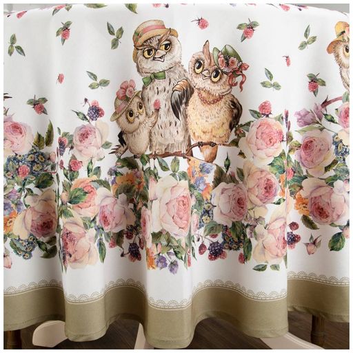 СКАТЕРТЬ КРУГЛАЯ ВИНТАЖ. СОВУШКИ D185СМ ,БЕЖ, 100 - Lefard фото 4