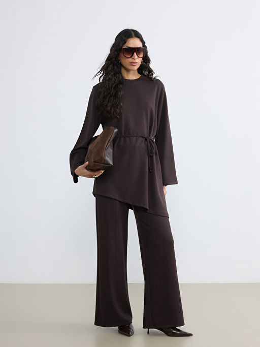 Bisiklet Yaka Asimetrik Kesim Bluz