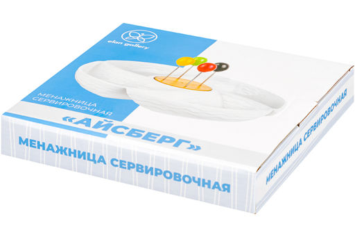 Менажница 23,5*23,5*4,5 см "Айсберг волны" цельная 4 секции + 4 шпажки + секция д/хр. шпажек