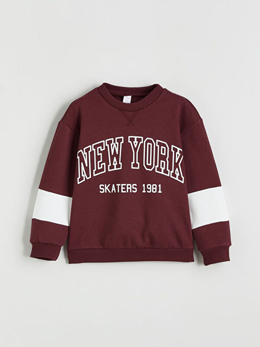 New York Bask?l? Erkek ?ocuk Kal?n Sweatshirt ve E?ofman Alt?