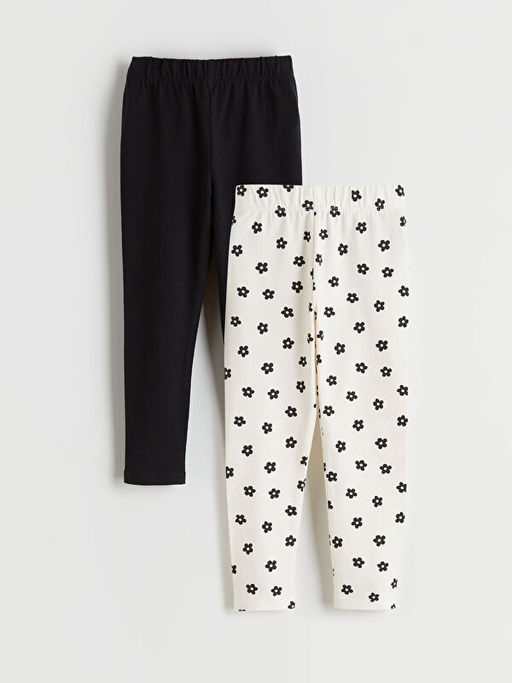 Beli Lastikli ?i?ekli K?z ?ocuk Tayt 2li