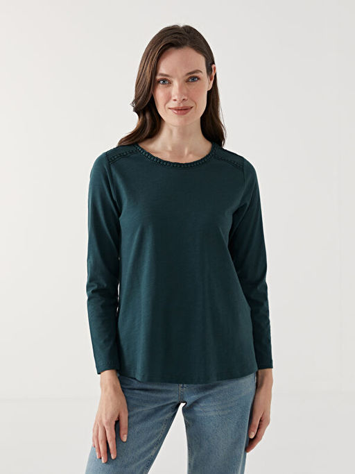 Bisiklet Yaka Nak??l? Kad?n Bluz