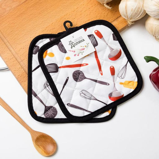 Кухонный набор Доляна Поварешка: прихватка 16х16 см - 2 шт, 100% п/э  фото 2