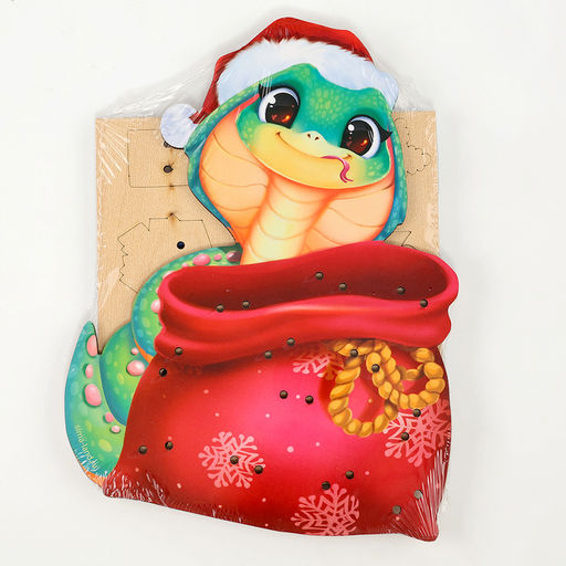 Шнуровка на новый год «Змея спешит на ёлку», игрушка для детей