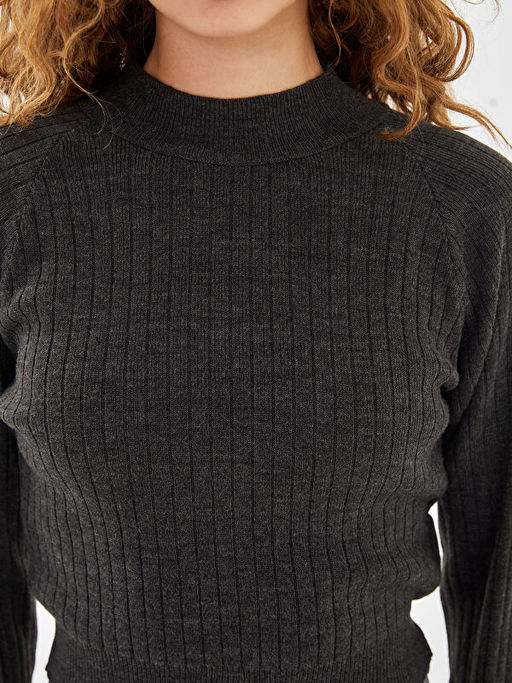 Yar?m Bal?k?? Yaka Dokulu Kad?n Triko Kazak