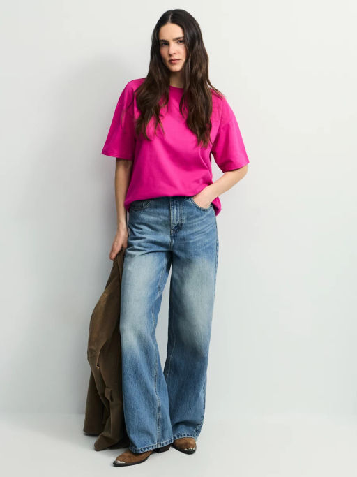 Базовая футболка оверсайз из хлопка / Zarina фото 2