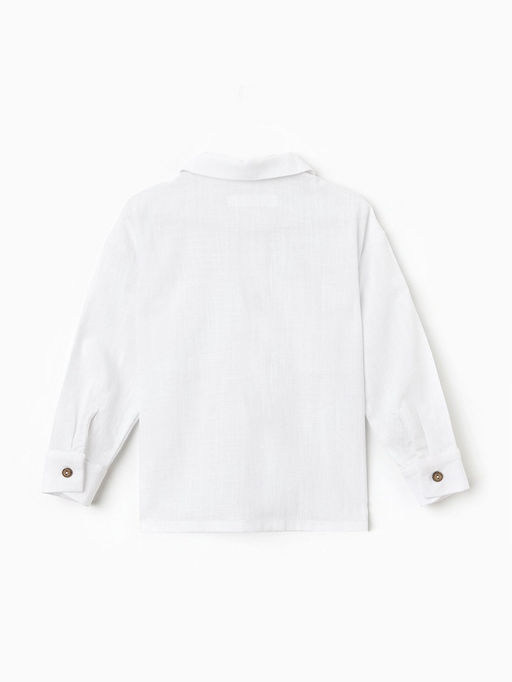 Рубашка для девочки KAFTAN: Linen, белая, размер 34 (122-128 см)