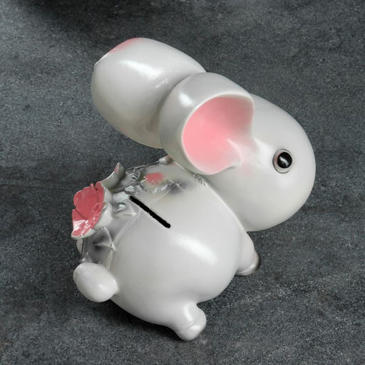 Копилка для денег Зайка с цветами, гипс, серая, 20?20?10 см - Хорошие сувениры фото 8