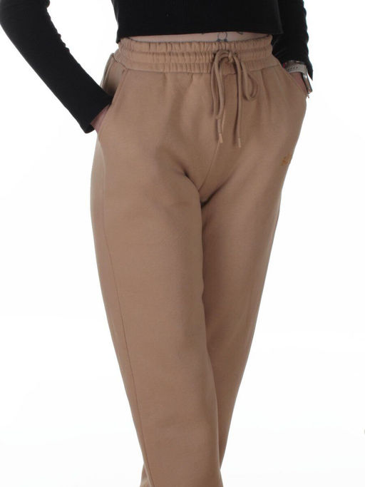2623 BEIGE Штаны утепленные спортивные женские (85% хлопок, 10% полиэстер, 5% спандекс)
