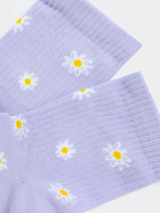 Цена за 5 пар! Носки женские фиолетовые с рисунком в виде ромашек - Mark formelle фото 4