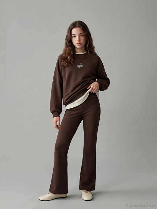 New York Bask?l? K?z ?ocuk Soft Touch Sweatshirt ve Tayt