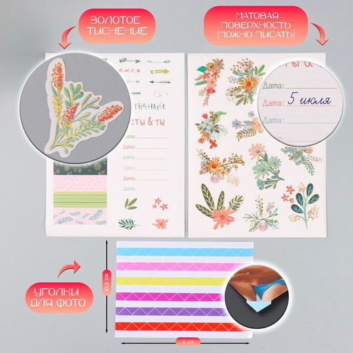 Фотоальбом на кольцах 25 листов Keep memories Цветочный. Цветы & ты, с наклейками, 19?27?3 см  фото 2