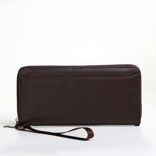 Портмоне-клатч мужской на молнии, коричневое