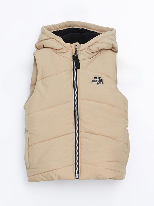 Kap??onlu Bask?l? Erkek ?ocuk ?i?me Yelek