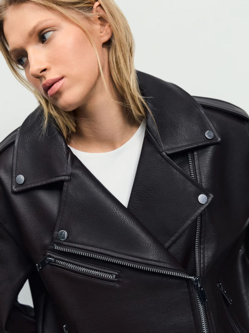 Куртка-косуха прямого силуэта из искусственной кожи / Zarina  фото 9