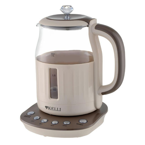 Чайник эл. 1,7 л (70-80-90-100*С) стекл. бело-серый Kelli, арт. 1373-KL - Полимербыт фото 2