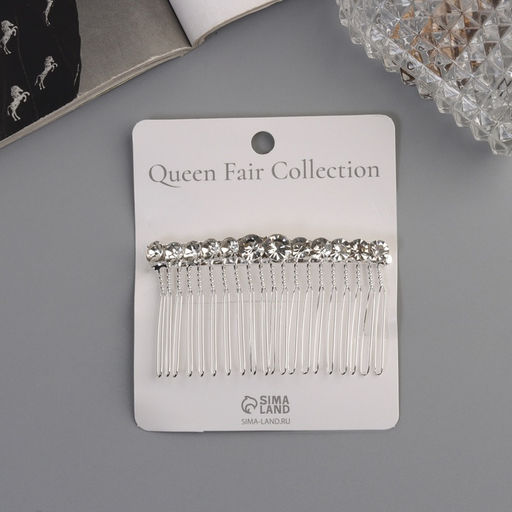 Цена за 2 шт. Гребень для волос QF «Медея», классика нить, 7.5×4 см, серебро