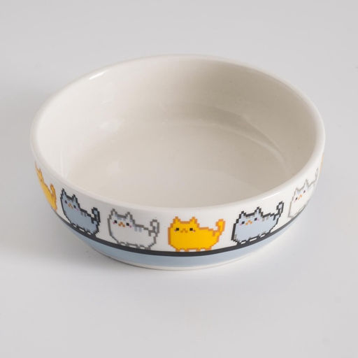 Миска керамическая Пиксельные кошки 250 мл 12123.5 см, белая - Пижон фото 3