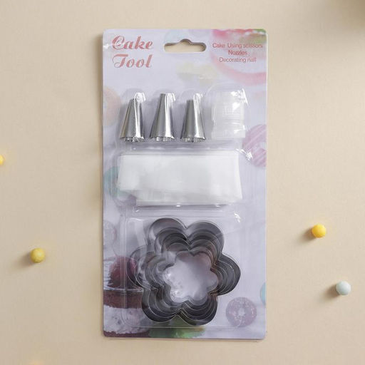 Набор кондитерский Лориэн, 10 предметов: форма для выпечки Цветок 5 шт, 3 насадки, адаптер, мешок - Simaland фото 9