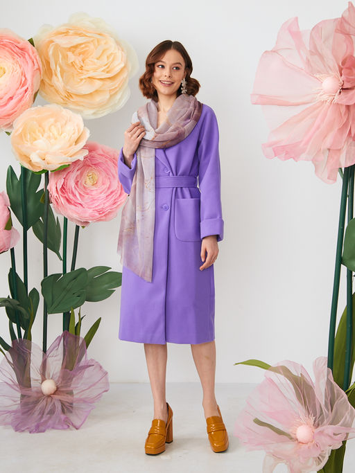 Большой, мягкий, тонкий и очень нежный двусторонний палантин с рисунком в стиле арт-дек - Tantino фото 9