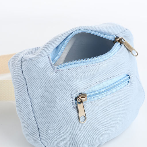 Сумка детская поясная на молнии, наружный карман, голубая