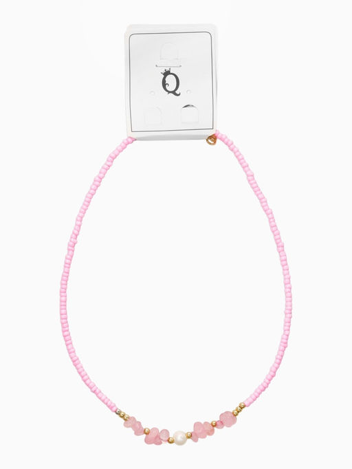 Чокер "Морской мир" крошка с жемчугом, бусины, цвет розовый  в золоте