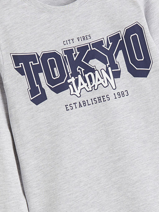 Bisiklet Yaka Tokyo Bask?l? Erkek ?ocuk Pijama ?st