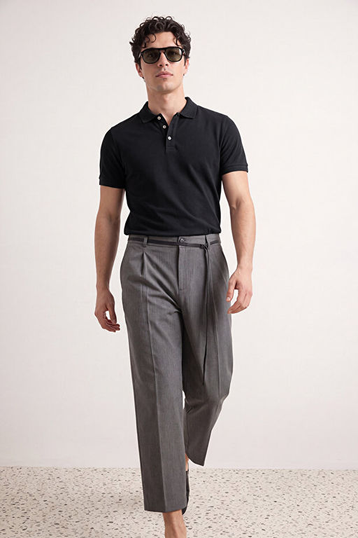 Siyah Slim/Dar Kesim Polo Yaka K_sa Kollu %100 Pamuk Polo Yaka T-shirt TMNSS20PO0009 - Trendyolmilla фото 2