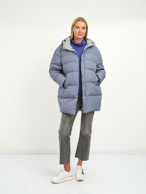 Пуховик женский с капюшоном, нап-ль:пух, перо - Glenfield фото 2