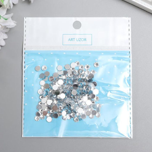 Декор для творчества пластик Стразы круглые. Прозрачные (набор 200 шт) 0,5х0,5 см - Арт узор фото 4