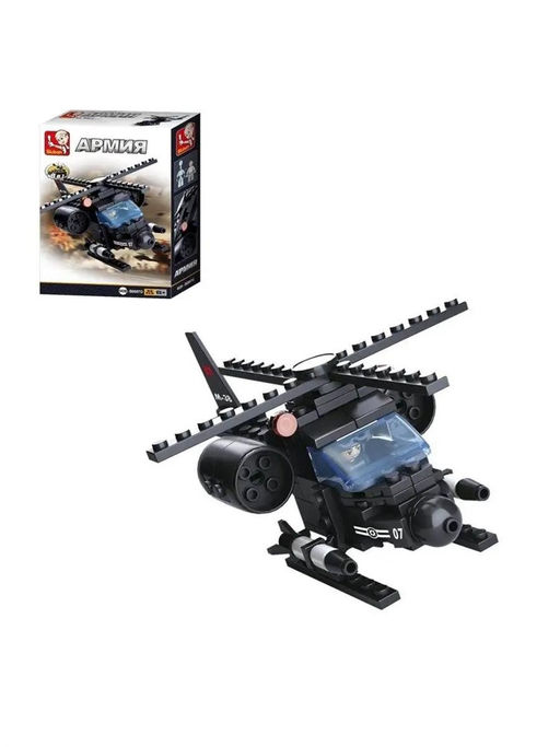 Конструктор SLUBAN 93 дет. "Армия. Вертолет с пилотом" (М38-В0587G) в коробке