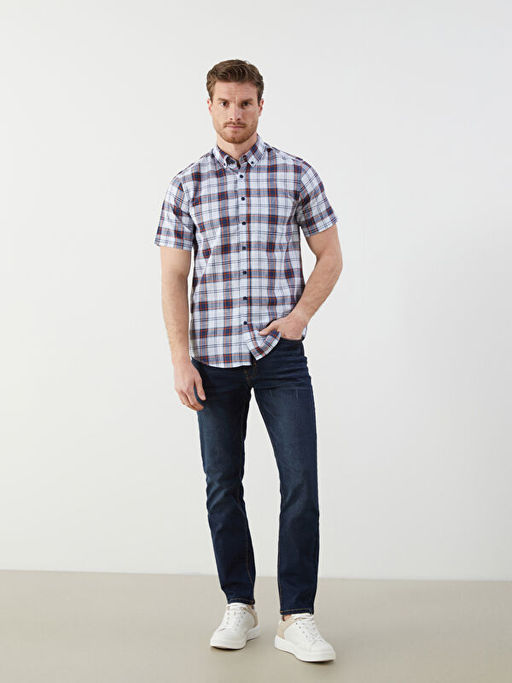 Regular Fit K?sa Kollu Ekose Erkek G?mlek