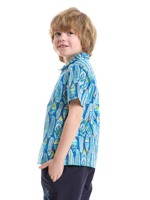 Рубашка на пуговицах из набивного полотна UD 7928 синий surf - Mini maxi фото 2