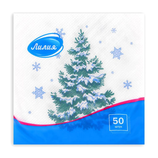 Цена за 3 шт. Салфетки новогодние бумажные Лесная красавица, 1 слой, 24?24 см, 50 шт.