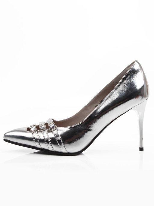 06-H57A-66C GREY/SILVER Туфли женские "Лодочки" (натуральная кожа)
