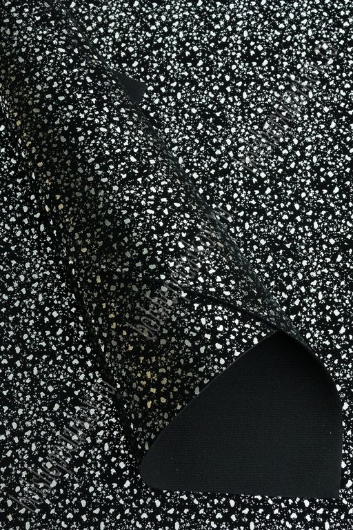 Кожзам Осколки А4 (5 листов) SF-5993, черный/серебро №3