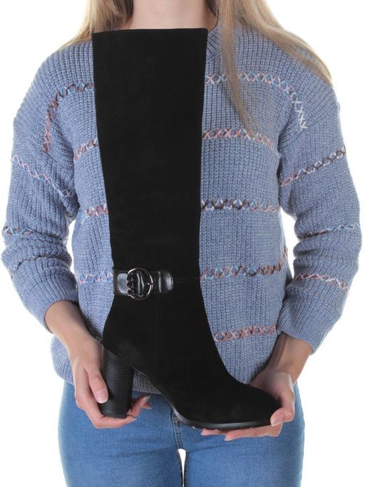 02-A362-15BM-2 BLACK Сапоги женские (натуральная замша, натуральный мех (еврозима)) - Фабричный китай фото 5