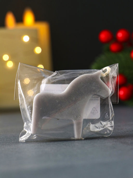 Цена за 2 шт. Декоративная свеча новогодняя «Лошадка мини», 55×50 мм, серый