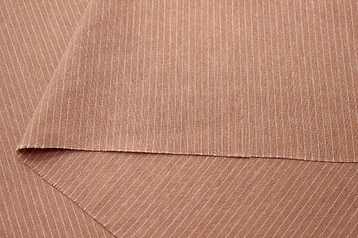 Пестрядь Мелкая полоска на т.розово-персиковом, ш.1.4м, хл-95%, п/э-5%, 165гр/м.кв - Купава фото 5