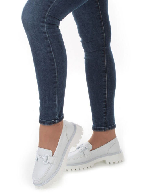 03-HY6-2D WHITE Лоферы женские (натуральная кожа)