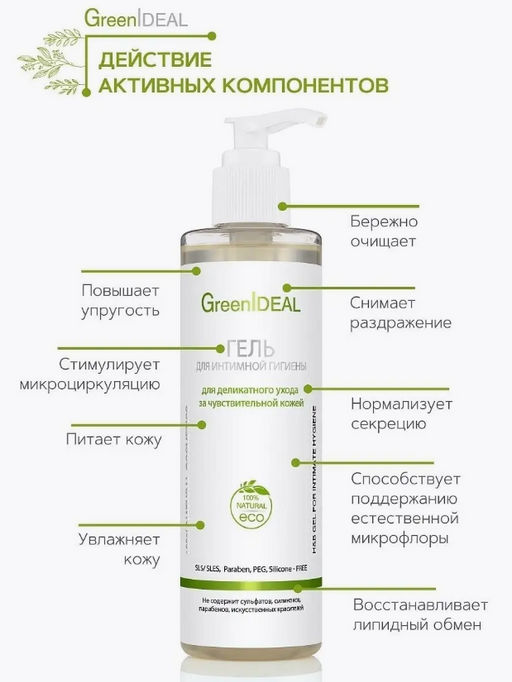 Гель для интимной гигиены для деликатного ухода за чувствительной кожей (натуральный, бессульфатный) - Greenideal фото 3