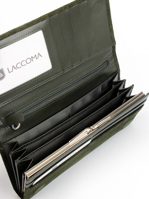 LACCOMA кошелек LA-1071-Z-темно-зеленый натуральная замша  фото 4
