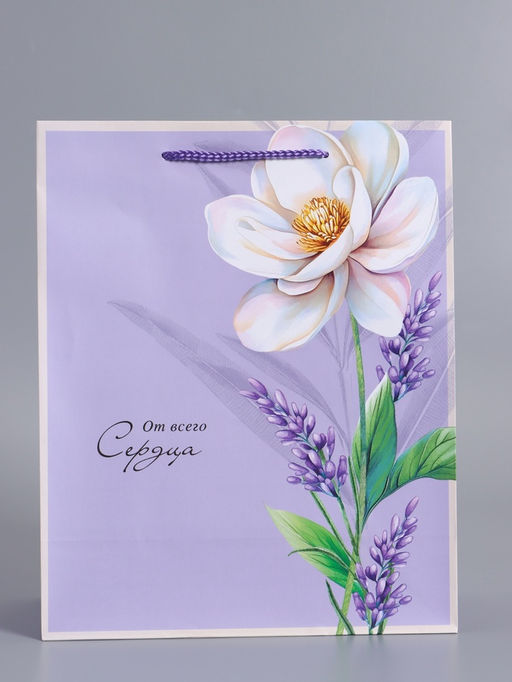 Пакет подарочный ламинированный «От всего сердца», 26×12×32 см